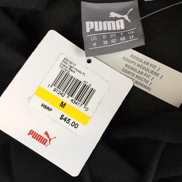 PUMA Black Logo Hoodie Sweatshirt NWT - Picture 7 of 9
